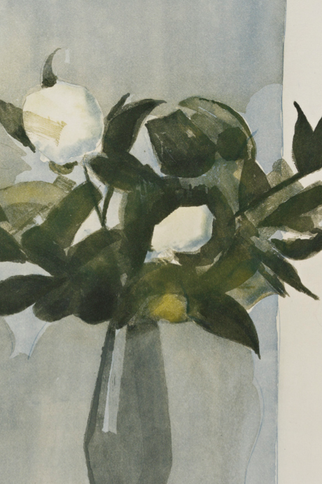 Albert Chavaz (1907–1990), Le Bouquet de camélias II, 1973, aquatinte sur papier vélin, 399 × 295 mm