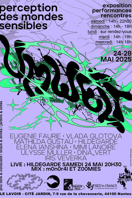 affiche de l'exposition dont le titre UMWELT déborde d'éléments organiques en expansion