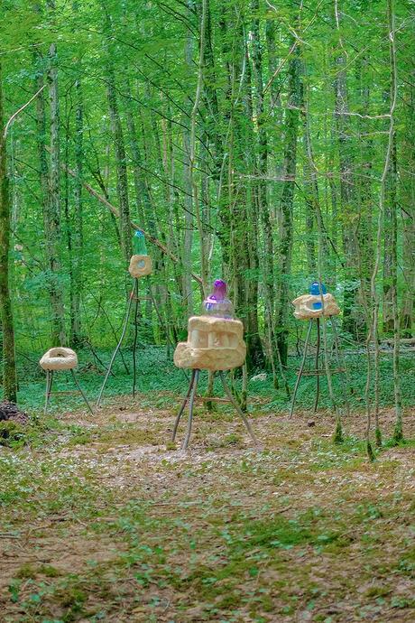 Vue de l'exposition Les vilains visibles, Charlie Jouan, Vent des Forêts, forêt communale de Nicey-sur-Aire