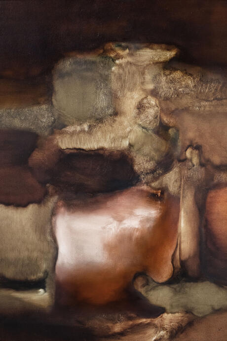 Les Présages de la Forêt, 2025, Huile sur carton bois, 80 x 60 cm