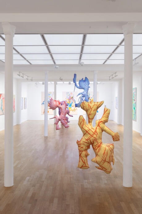 Vue in situ de l'exposition « Chef Menteur » de Léonard Martin à la Galerie Templon © Laurent Edeline