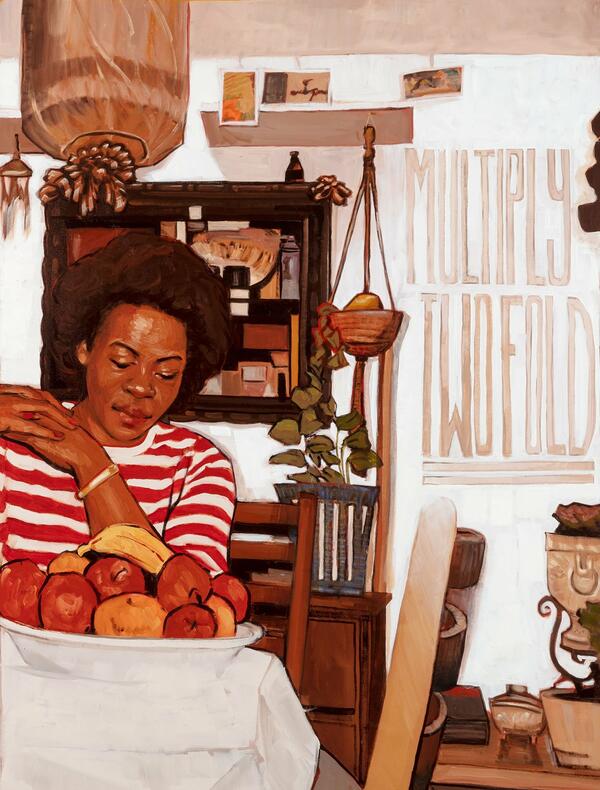 Fruits of your Labor, 2023. Huile sur toile, 158 x 112 cm