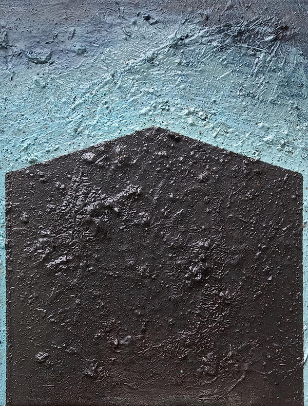 photo: M. Ruiz Vida Passage 10, 2020 huile et poussières sur toile 30 x 24 cm