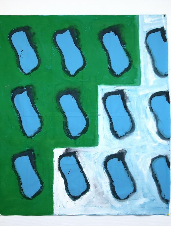 CLAUDE VIALLAT 2022-285, 2022 Acrylique sur tissu 148 x 129 cm