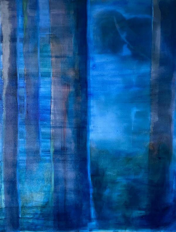 Simon Martin, La forêt II, huile sur bois, 162 x 130 cm. Courtesy galerie Jousse Entreprise, Paris
