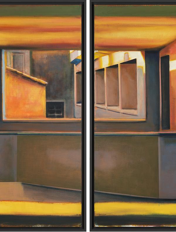 Jérémy Liron, Paysage 261, 2023 - 2024 (Huile sur toile, 162 x 130 cm x 2, diptyque)