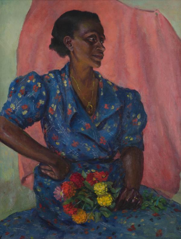 Laura Wheeler Waring. Woman with Bouquet, ca. 1940. Oil on canvas. Brooklyn Museum; Brooklyn Museum Fund for African American Art in honor of Teresa A. Carbone, 2016.2. © Estate of Laura Wheeler Waring. (Photo: Brooklyn Museum)