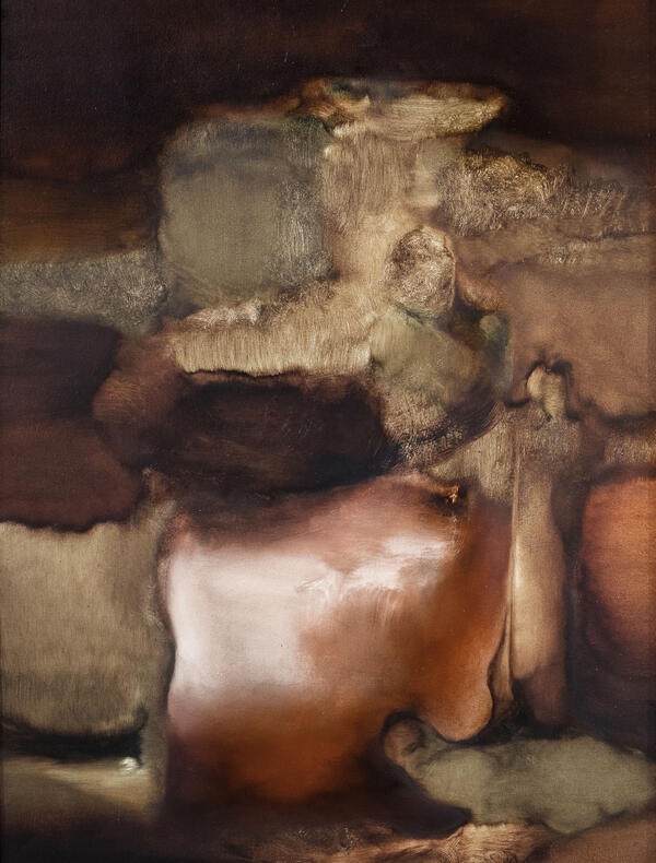 Les Présages de la Forêt, 2025, Huile sur carton bois, 80 x 60 cm