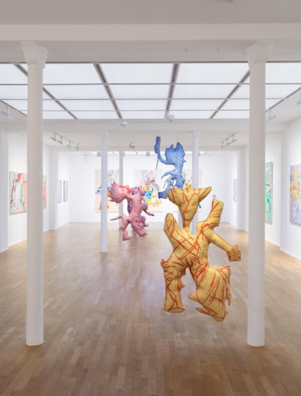 Vue in situ de l'exposition « Chef Menteur » de Léonard Martin à la Galerie Templon © Laurent Edeline