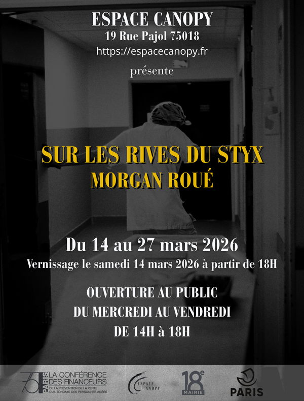 Photographie de l'artiste, titre, dates et adresse