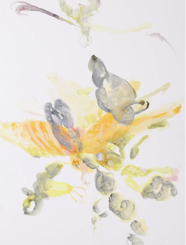 Barbara Ellmerer, Auxin 3, 2026, encre sur papier sur aluminium, 100 x 70 cm