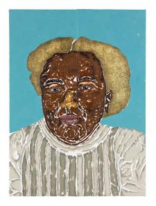 Dalton Paula (Brasília, Brazil, 1982), Maria Firmina dos Reis, 2022, Gold leaf and oil on canvas, 61 x 45 cm. Photo Paulo Rezende
