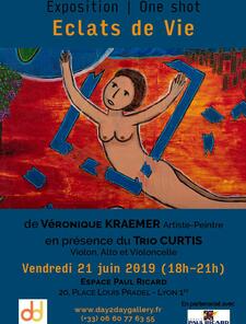 Day2Day Gallery revient à l'Espace Paul Ricard de Lyon pour vous proposer une Fête de la Musique mêlant les arts ! Le temps de cette soirée, Véronique Kraemer, artiste-peintre, proposera au public une sélection d'oeuvres autour du thème « Eclats de Vie ». Les membres du Trio Curtis accompagneront cette exposition de notes de violon, alto et violoncelle. Le Vendredi 21 juin 2019 (18h - 21h) Day2Day Gallery revient à l'Espace Paul Ricard de Lyon pour vous proposer une Fête de la Musique mêlant les arts ! Le temps de cette soirée, Véronique Kraemer, artiste-peintre, proposera au public une sélection d'oeuvres autour du thème « Eclats de Vie ». Les membres du Trio Curtis accompagneront cette exposition de notes de violon, alto et violoncelle. Le Vendredi 21 juin 2019 (18h - 21h)