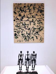 Arnal, Froissage de 1969; Louis Cane Trois grâces filiformes, bronze Arnal, Froissage de 1969; Louis Cane Trois grâces filiformes, bronze