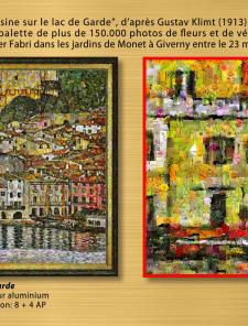 "Malcesine sur le lac de Gardeâ, dâaprès Gustav Klimt (1913) Mosaïque réalisée sur base d'une palette de plus de 150.000 photos de fleurs et de végétaux photographiés par Gauthier Fabri dans les jardins de Monet à Giverny entre le 23 mars 2018 et le 28 février 2019. "Malcesine sur le lac de Gardeâ, dâaprès Gustav Klimt (1913) Mosaïque réalisée sur base d'une palette de plus de 150.000 photos de fleurs et de végétaux photographiés par Gauthier Fabri dans les jardins de Monet à Giverny entre le 23 mars 2018 et le 28 février 2019.