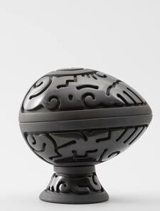 Nathan Youngblood, (Santa Clara, born 1954), Carved Black Egg, 1998. Earthenware. Crocker Art Museum purchase, 2016.105 Nathan Youngblood, (Santa Clara, born 1954), Carved Black Egg, 1998. Earthenware. Crocker Art Museum purchase, 2016.105