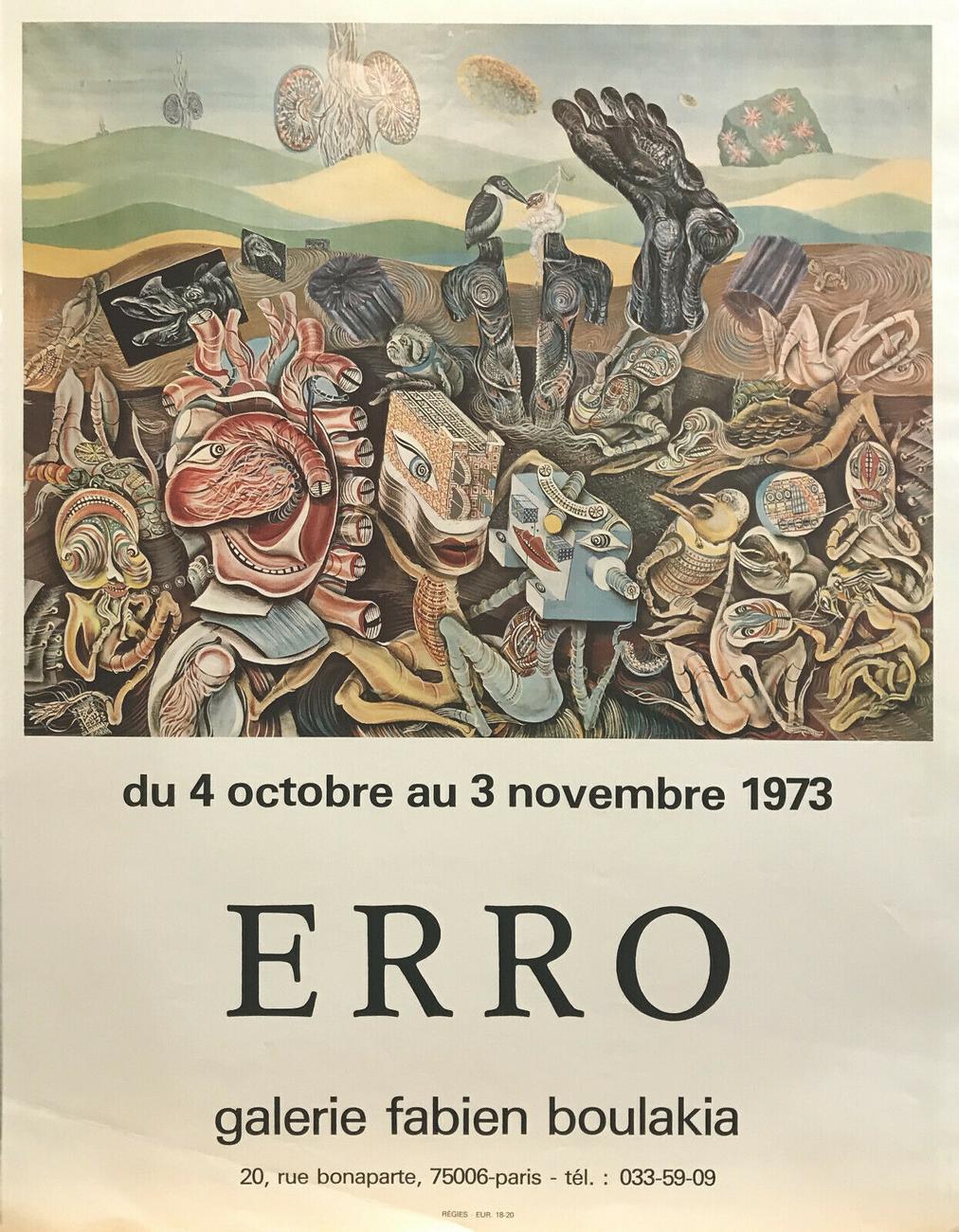 Affiche du peintre Erro pour une exposition en 1973