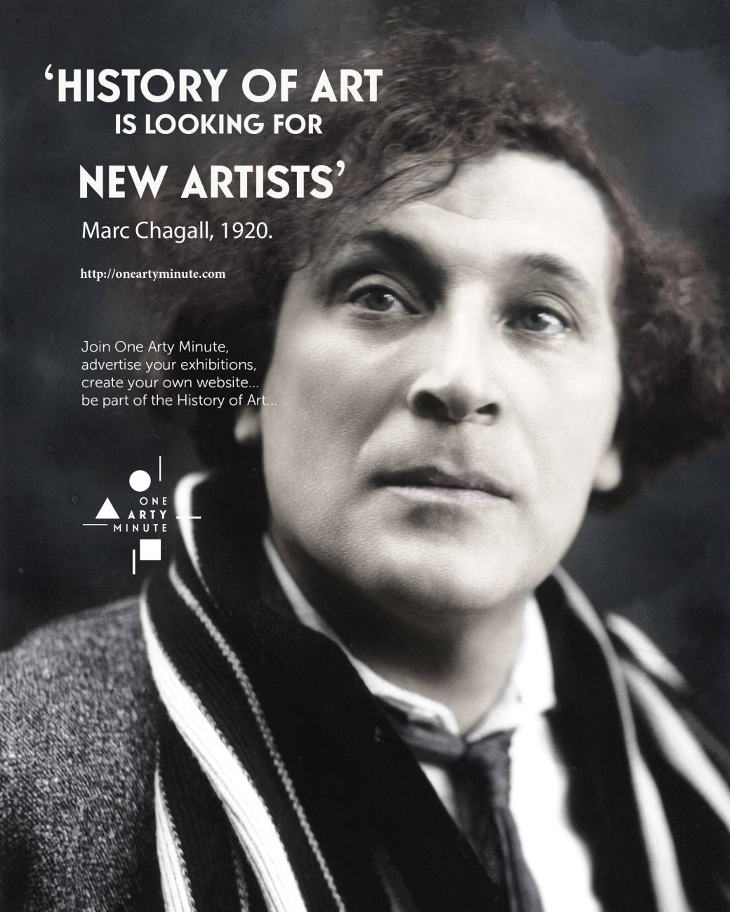 Marc Chagall, Rejoignez One Arty Minute, annoncez vos expositions, vendez vos oeuvres et créez votre catalogue raisonné