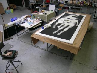 Henri Foucault, oeuvre en cours de production à l'atelier d'Alfortville