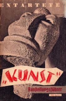 Couverture du catalogue de l'exposition Entarte kunst. Illust. Otto Freundlich, mort en déportation au camp de Lublin-Majdanek.