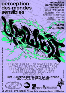 affiche de l'exposition dont le titre UMWELT déborde d'éléments organiques en expansion
