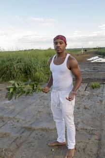 Franck pendant une reconnaissance sur un site de construction du Bayou Bridge Pipeline, Rayne, Louisiane, juillet 2018