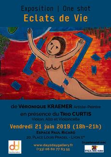 Day2Day Gallery revient à l'Espace Paul Ricard de Lyon pour vous proposer une Fête de la Musique mêlant les arts ! Le temps de cette soirée, Véronique Kraemer, artiste-peintre, proposera au public une sélection d'oeuvres autour du thème « Eclats de Vie ». Les membres du Trio Curtis accompagneront cette exposition de notes de violon, alto et violoncelle. Le Vendredi 21 juin 2019 (18h - 21h) Day2Day Gallery revient à l'Espace Paul Ricard de Lyon pour vous proposer une Fête de la Musique mêlant les arts ! Le temps de cette soirée, Véronique Kraemer, artiste-peintre, proposera au public une sélection d'oeuvres autour du thème « Eclats de Vie ». Les membres du Trio Curtis accompagneront cette exposition de notes de violon, alto et violoncelle. Le Vendredi 21 juin 2019 (18h - 21h)