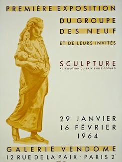 Affiche exposition, Groupe des Neuf, imprimerie Mourlot