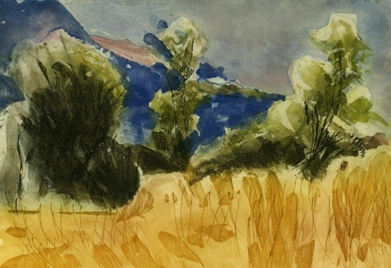 Albert Chavaz (1907-1990), Sans titre, planche 5 de Une famille d’arbres, (Titre ensemble) Une famille d’arbres de Jules Renard, Aquatinte, eau-forte et pointe sèche sur papier japon, 1984