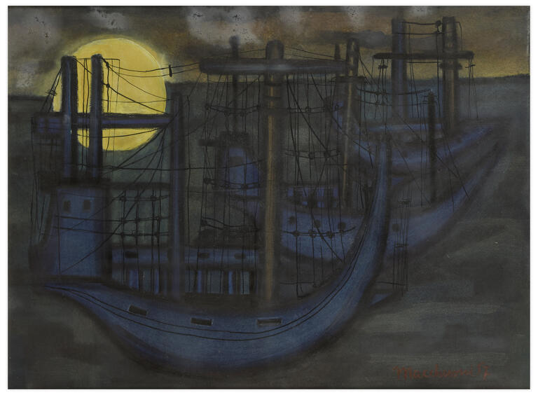 Catalogue raisonné, Henri Maccheroni, Barques bleues, 1957