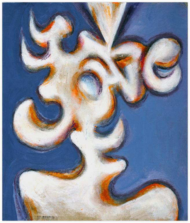 Catalogue raisonné, Jean-Jacques Lebel, Sans titre (forme sur fond bleu) - 