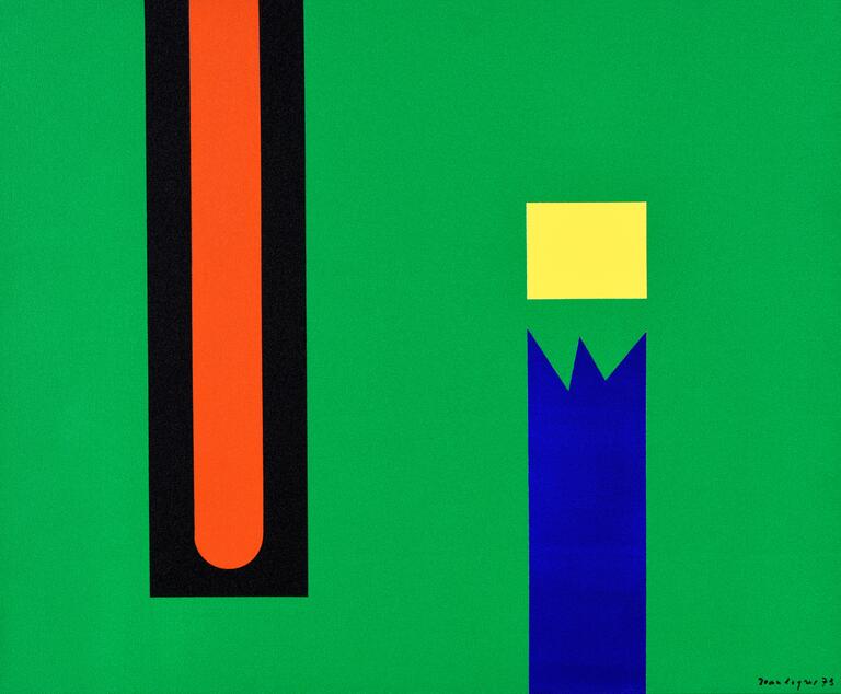 Catalogue raisonné, Catalogue raisonné de Jean Legros, Série des Symboles (ligne bleu surmontée d'un carré jaune), 1973