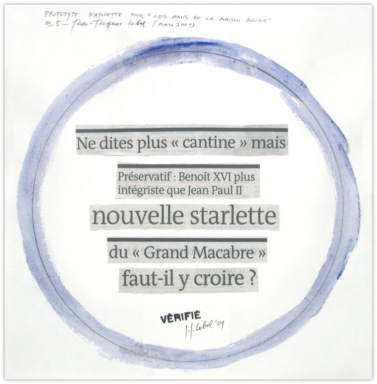 Jean-Jacques Lebel, Prototype d'assiette n°5 - mars 2009