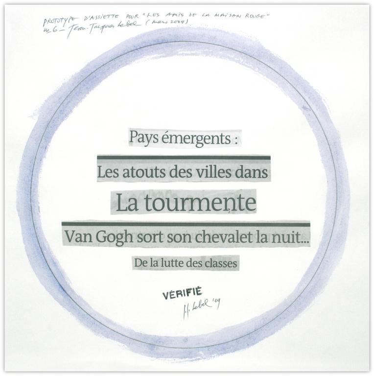 Jean-Jacques Lebel, Prototype d'assiette n°6 - mars 2009