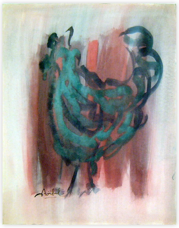 Catalogue raisonné, Edgar Stoëbel, lavis - "poule" — 