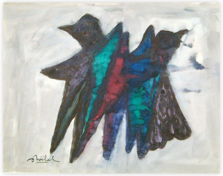 Catalogue raisonné, Edgar Stoëbel, abstract with birds — 