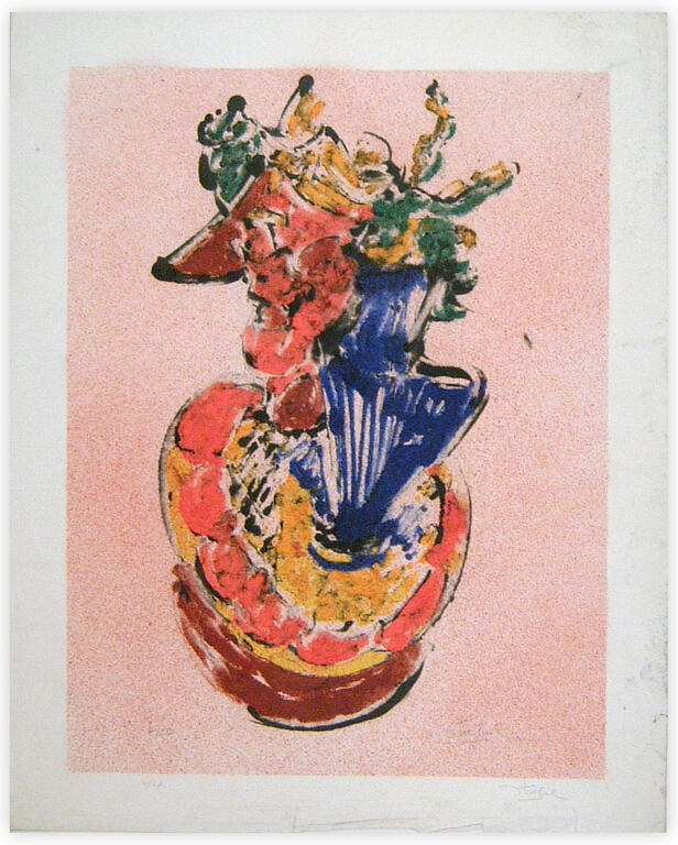 Catalogue raisonné, Edgar Stoëbel, + aéro - litho 4/17 - nature morte aux fleurs — 