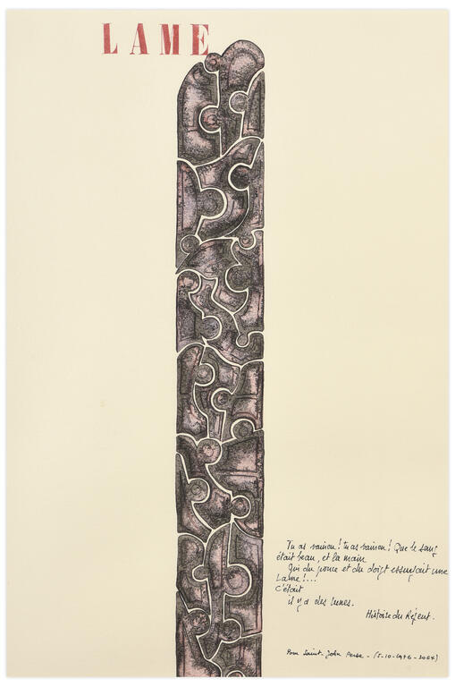 Catalogue raisonné, Henri Maccheroni, Histoire du régent, « Archéologies blanches pour Saint-John Perse », 1976