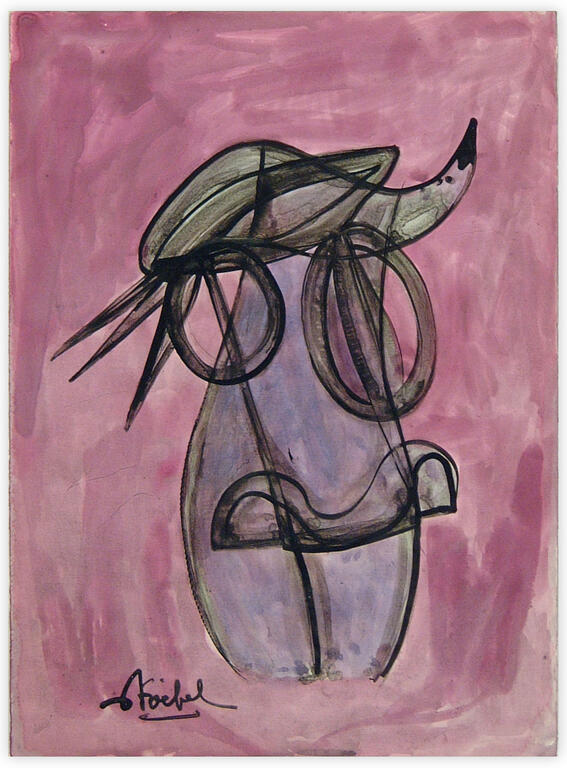 Catalogue raisonné, Edgar Stoëbel, abstract - femme et oiseau — 