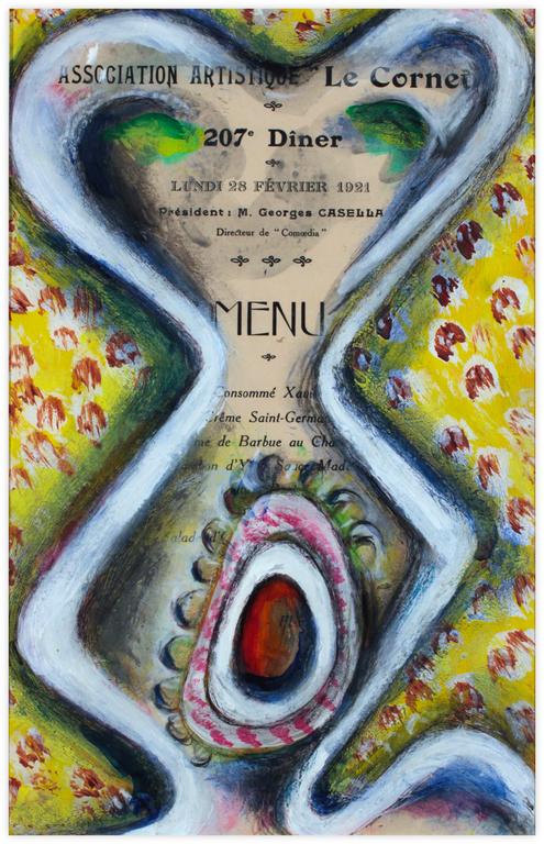 Catalogue raisonné, Jean-Jacques Lebel, Menu du 23 février 1921, association Le Cornet - 1963