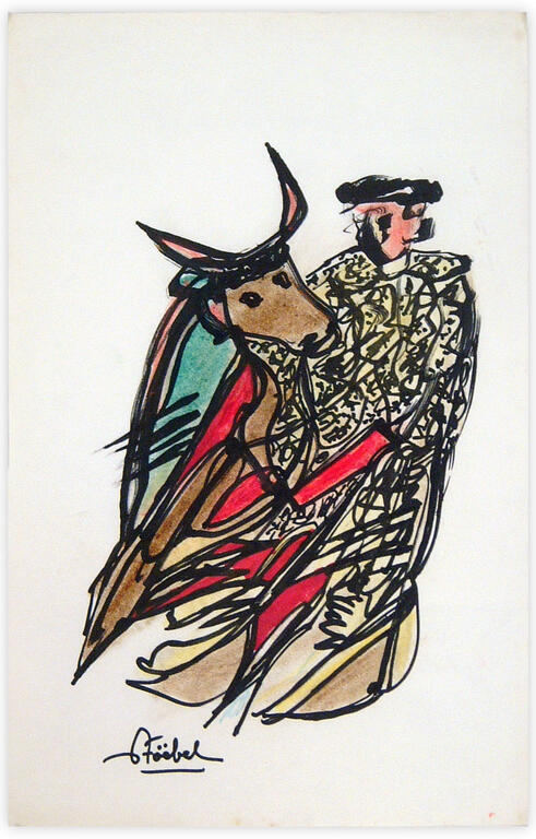 Catalogue raisonné, Edgar Stoëbel, tauromachie scene - "la charge" — 