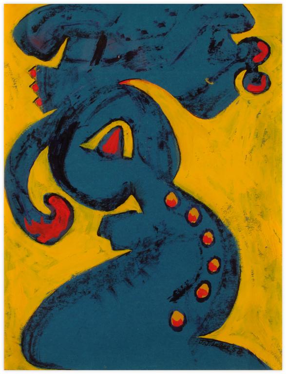 Catalogue raisonné, Jean-Jacques Lebel, Sans titre (fond jaune) - 1958