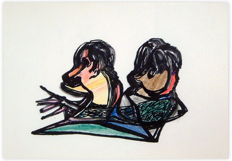 Catalogue raisonné, Edgar Stoëbel, 2 characters and a fish — 