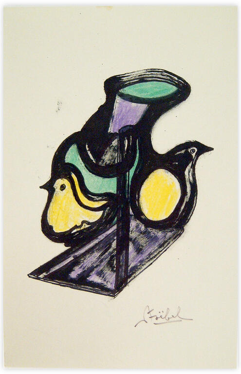Catalogue raisonné, Edgar Stoëbel, 2 bird and abstract — 