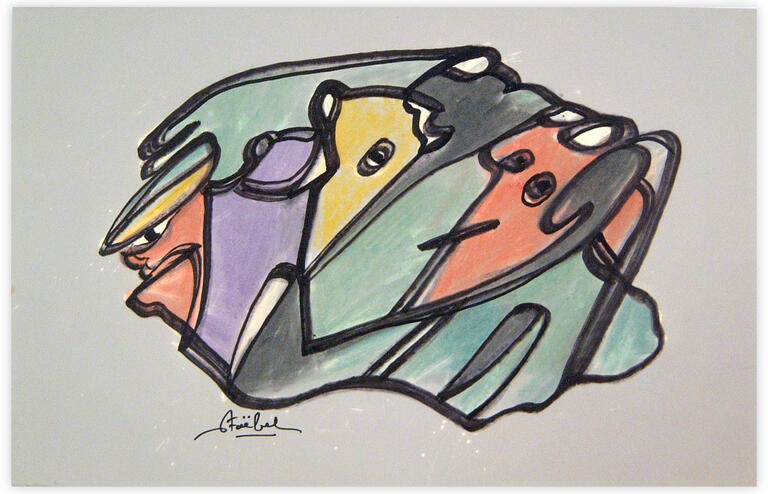 Catalogue raisonné, Edgar Stoëbel, abstract with eyes — 