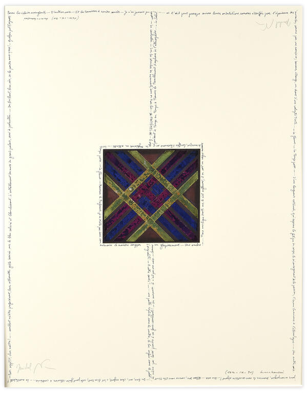 Catalogue raisonné, Henri Maccheroni, Sans titre, Série Egypte-bleu, cartouche - circa 1991