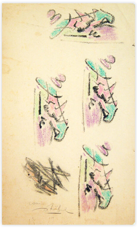 Catalogue raisonné, Edgar Stoëbel, essai litho - abstract - hippique — 