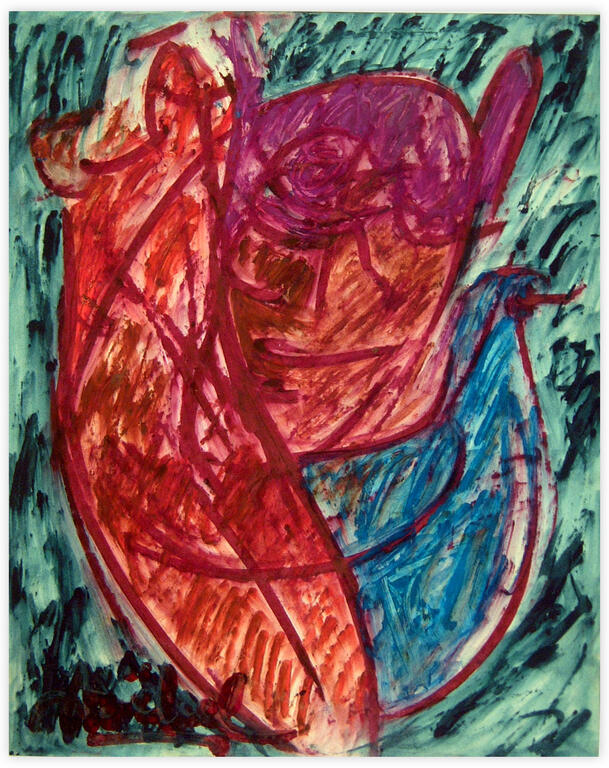 Catalogue raisonné, Edgar Stoëbel, abstract woman and bird — 