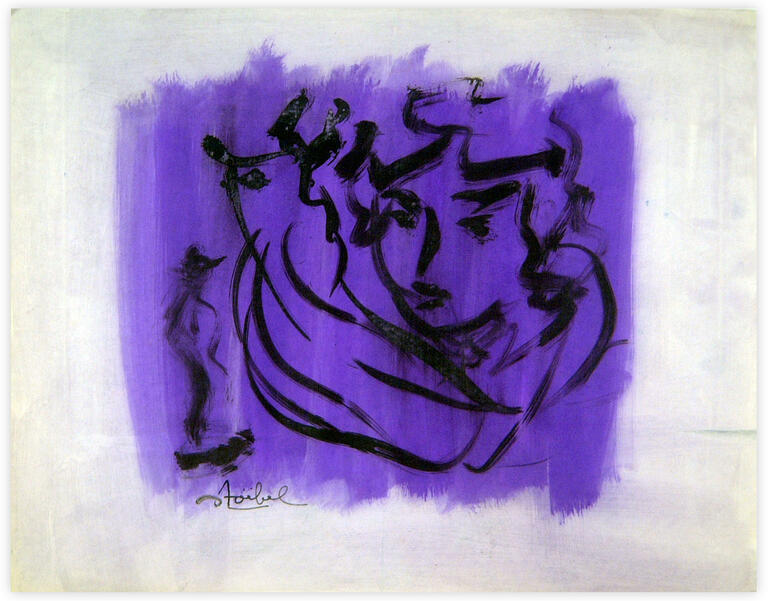 Catalogue raisonné, Edgar Stoëbel, abstract violet with face — 