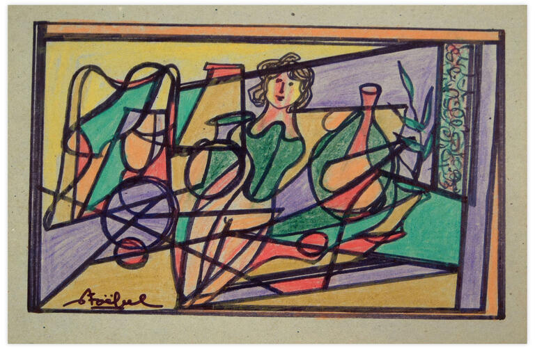 Catalogue raisonné, Edgar Stoëbel, abstract with woman — 